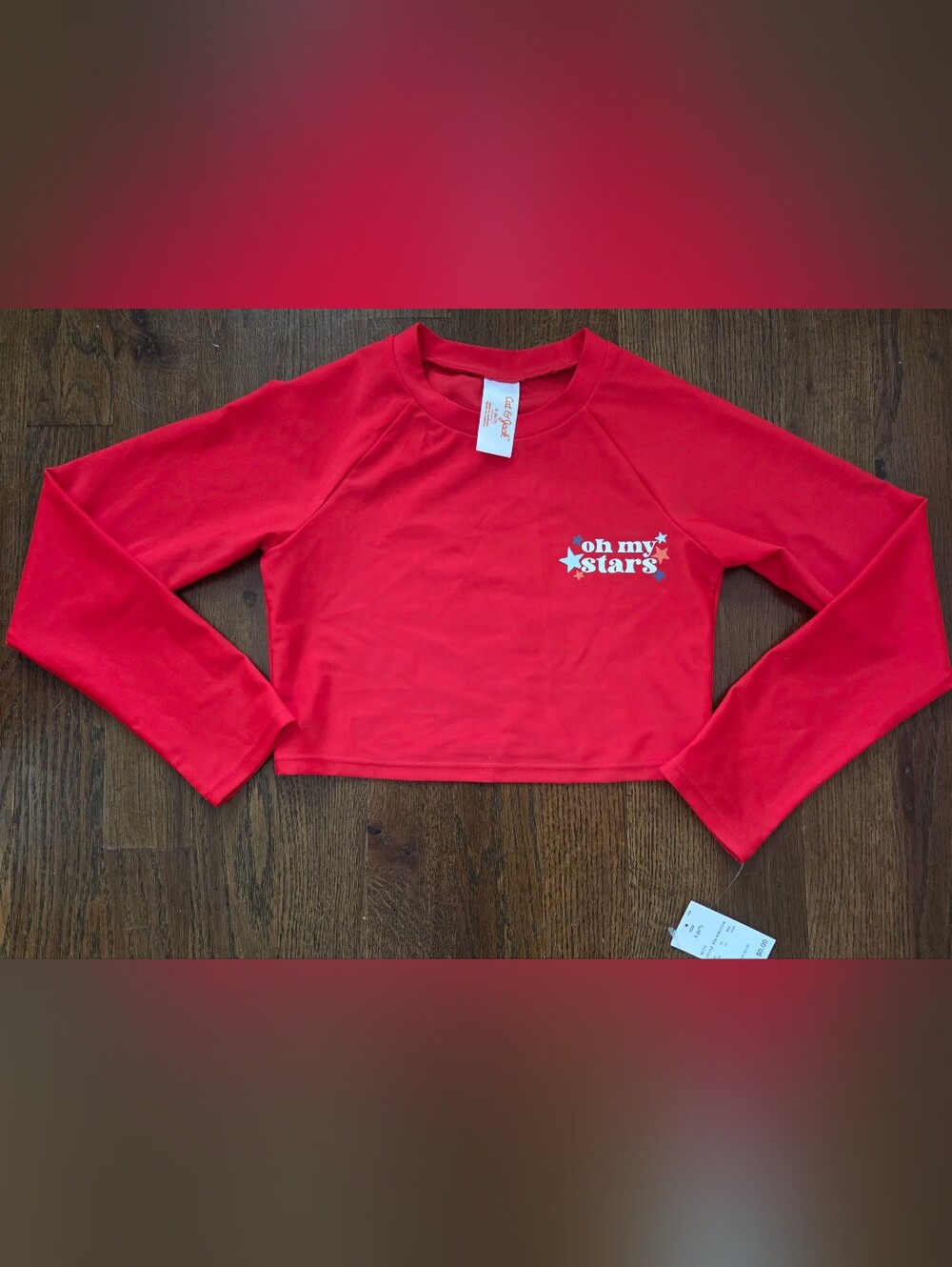 New Cat & Jack Girls Small 6/7 Red Rash Guard
